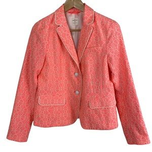 Gap Academy Blazer Womens Size 6 Jacquard Neon Pink Jacket Office Summer